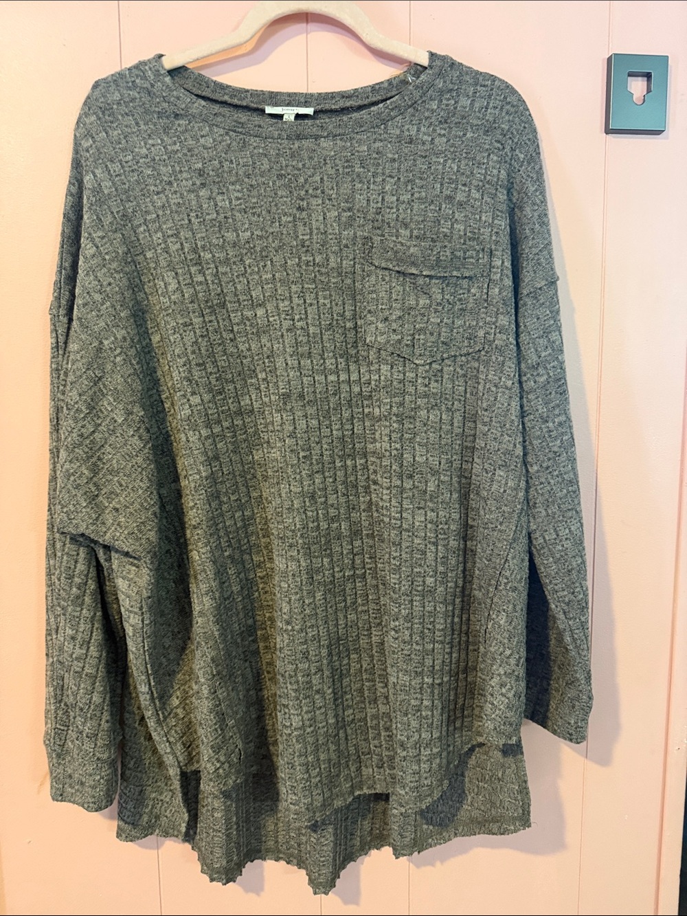 JODIFL Grey Ribbed Crewneck Women's Sweater